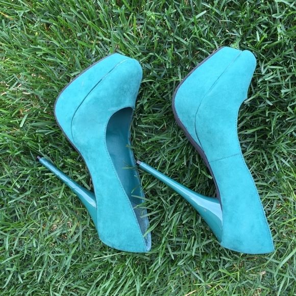 Charlotte Russe Shoes - New Charlotte Russe Aqua Platform Suede Shoes 7